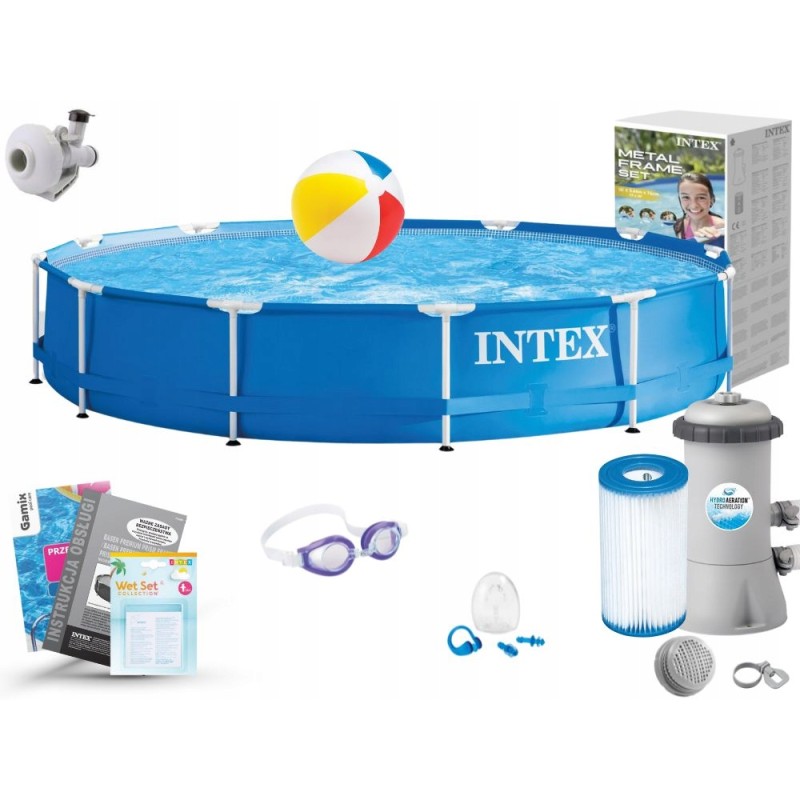 Intex plieno karkaso sodo baseinas 366x76 su pompa