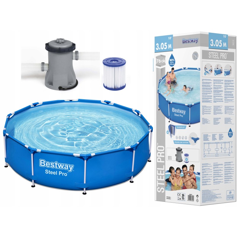 Bestway 366 rėmo šeimos baseinas 76 cm 12 pėdų siurblys