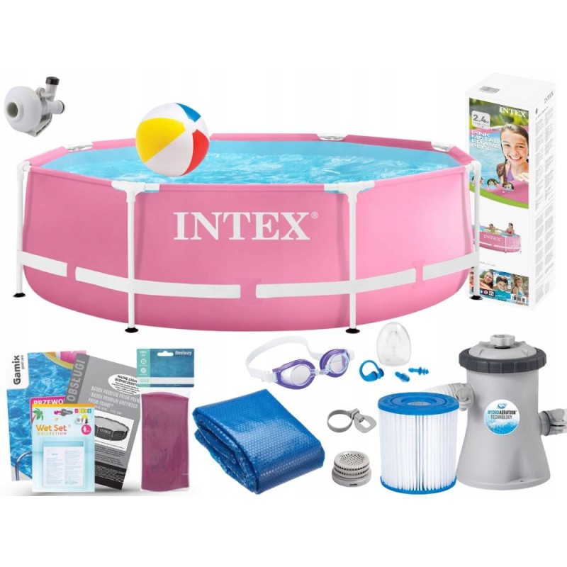 Plieninis sodo baseinas 244x76 intex 28290 komplektas 13in1 modelis 2024 m.