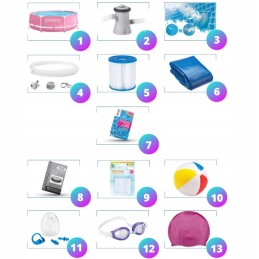 Plieninis sodo baseinas 244x76 intex 28290 komplektas 13in1 modelis 2024 m.