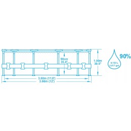 Sodo baseino rėmas 366 x 76 cm komplektas