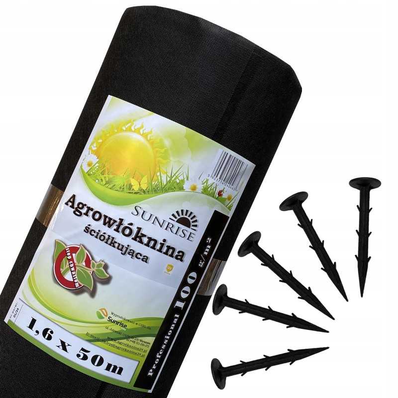 Juodos agrotekstilės standartas uv100 + kaiščiai