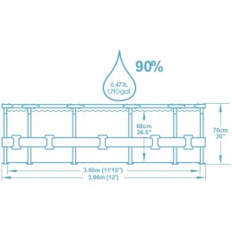 Baseinas 366x76 rėmo šeimos sodo komplektas