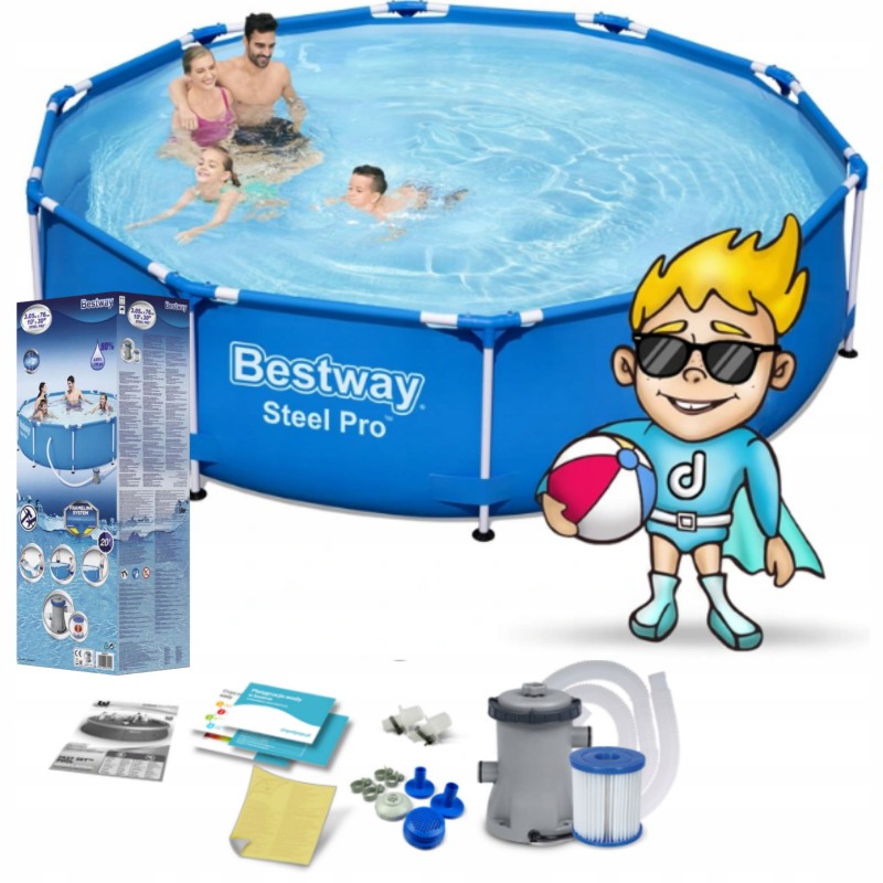 Sodo rėmo baseinas 305x76 bestway 8in1 siurblys