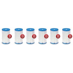 6 x siurblio filtrų komplektas, B tipo intex 29005