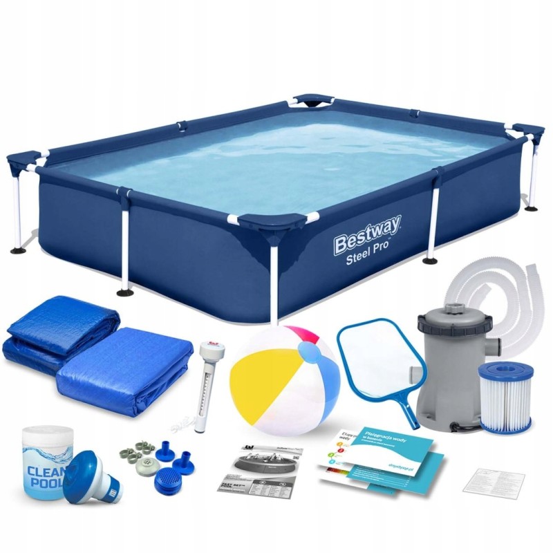 Stačiakampio rėmo baseinas 221x150x43 cm 12in1 bestway 56401n priedai