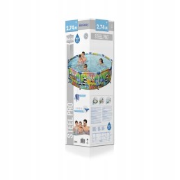 Plieninis profesionalus baseinas vaikams geriausio pasaulio gyvūnams 274x66cm 9ft