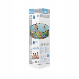 Plieninis profesionalus baseinas vaikams geriausio pasaulio gyvūnams 274x66cm 9ft