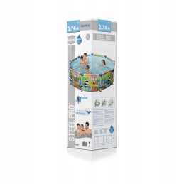 Plieninis profesionalus baseinas vaikams geriausio pasaulio gyvūnams 274x66cm 9ft