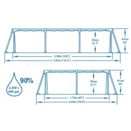 Bestway sodo baseinas plieninis pro su plieniniu rėmu 259x170x61 cm 56403
