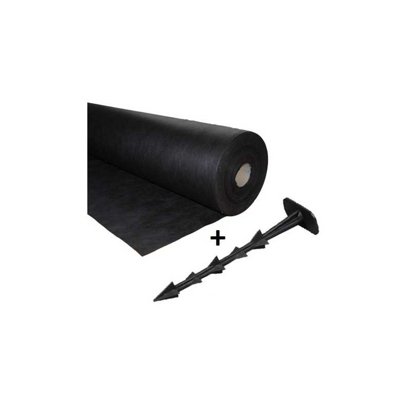 Juoda agrotekstilė + 100 vnt 12,5 cm kaiščių nemokamai