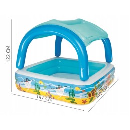 Pripučiamas baseinas su stogu, didelis vaikiškas irklavimo baseinas