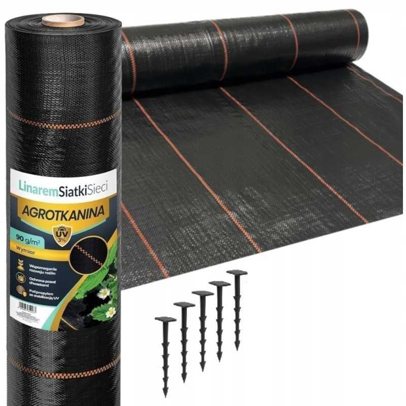 Agrotkanina 1,1x50m 90g juodos UV agrotekstilės 3% kaiščiai nuo piktžolių