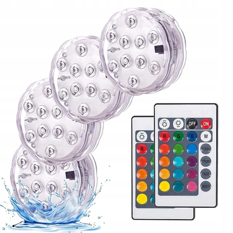 4x LED baseina gaismas, baseina apgaismojums ar pulti