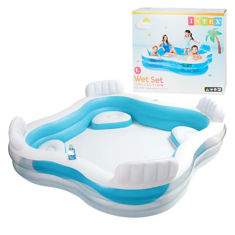 Sodo baseinas su 4 sėdimomis vietomis didelis pripučiamas kvadratinis intex 229 x 229 cm