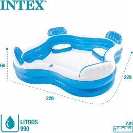 Sodo baseinas su 4 sėdimomis vietomis didelis pripučiamas kvadratinis intex 229 x 229 cm
