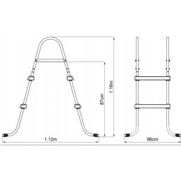 Baseino kopėčios 84 cm, neslystantys laipteliai