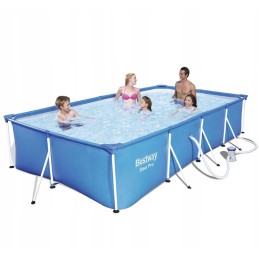 Stačiakampio formos sodo baseino 400x211cm komplektas su bestway filtro siurbliu