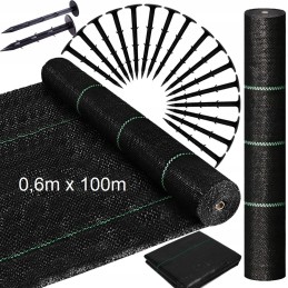 Stipri agrotekstilė / agrotekstilė piktžolėms 90g/m2, kilimėlis nuo piktžolių 0,6x100 + smeigtukai 50 vnt.