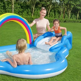 Rainbow bestway pripučiama čiuožykla su irklavimo baseinu