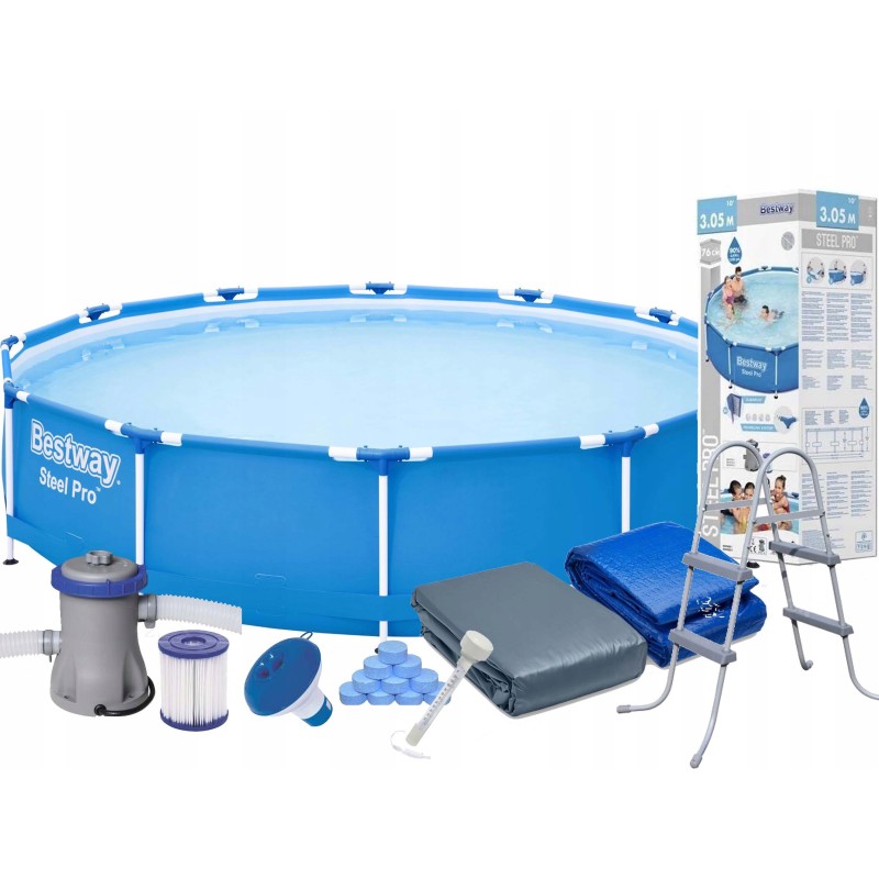 Baseino komplektas, karkasinis baseinas, 366x76cm, kopėčios