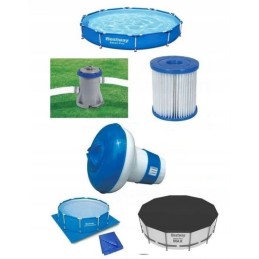 Baseino komplektas, karkasinis baseinas, 366x76cm, kopėčios