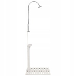 Baltas medinis sodo dušas