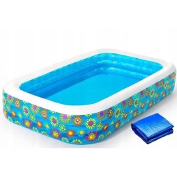Didelis stačiakampis pripučiamas baseinas su gėlėmis 305 x 183 x 56 cm vaikams
