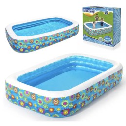 Didelis stačiakampis pripučiamas baseinas su gėlėmis 305 x 183 x 56 cm vaikams