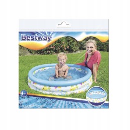 Bestway pripučiamas baseinas vaikams, 102x25cm, su žuvies rutuliu, stiprūs žaislai
