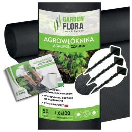 Agropol uv p-50 mulčiavimas agrotekstilė 1,6x100m juoda + inkarai 12,5cm 100 vnt
