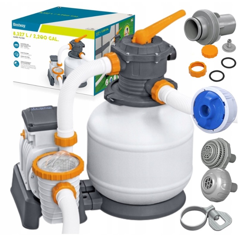 Smėlio filtro siurblys baseinams 8327l h bestway 58499 žarnų jungtys