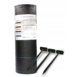 Agrotekstilė nuo piktžolių 1,1 x 100 m agrotekstilė 100 g tvirtas kilimėlis + smeigtukai 12,5 cm 100 vnt.
