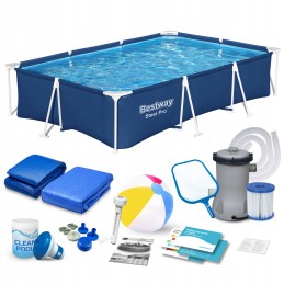 Sodo baseinas su rėmu sodui 300x201x66cm bestway rinkinys 16in1