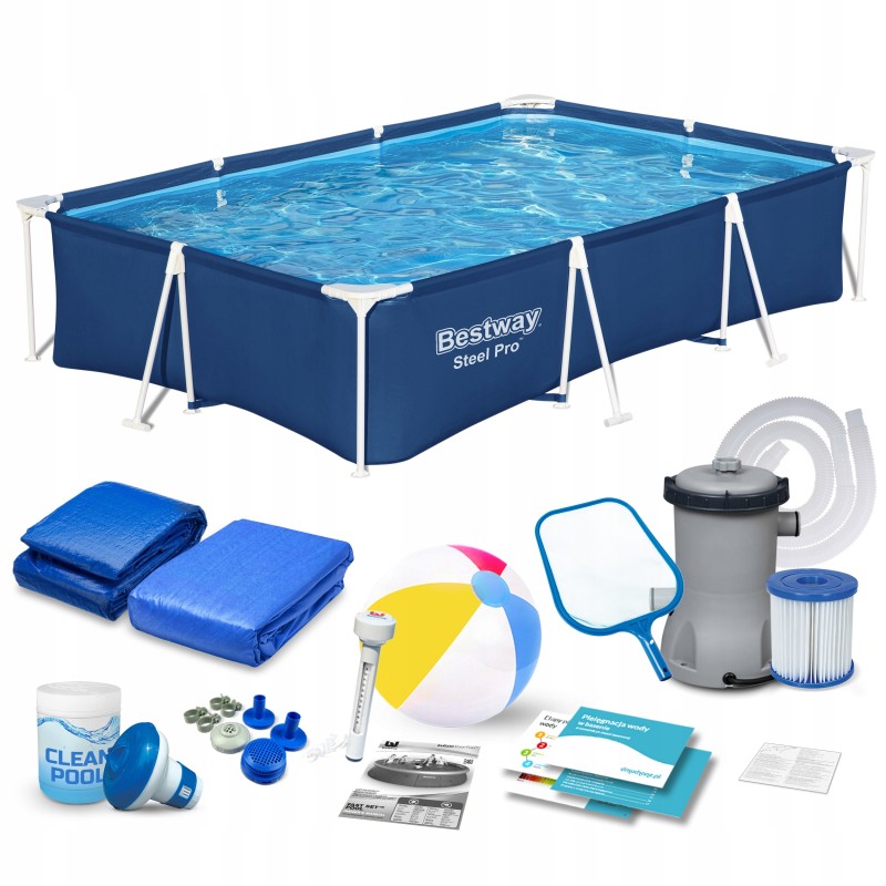 Sodo baseinas su rėmu sodui 300x201x66cm bestway rinkinys 16in1