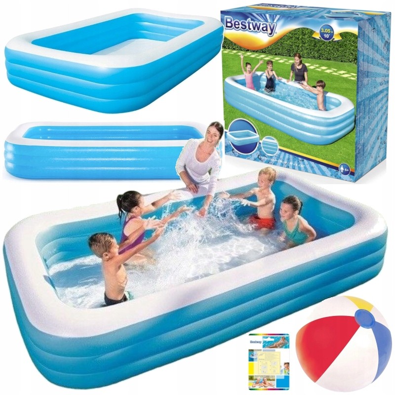 Sodo baseinas pripučiamas baseinas Bestway stačiakampis baseinas 305x183x56cm 3in1