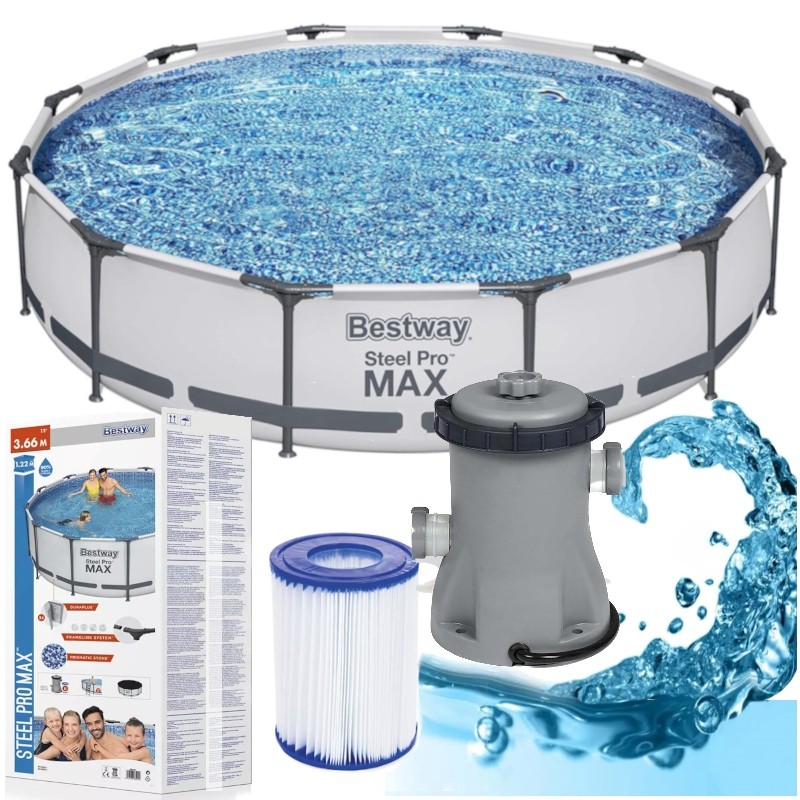 Bestway 366 cm plieninio karkaso baseinas sodui