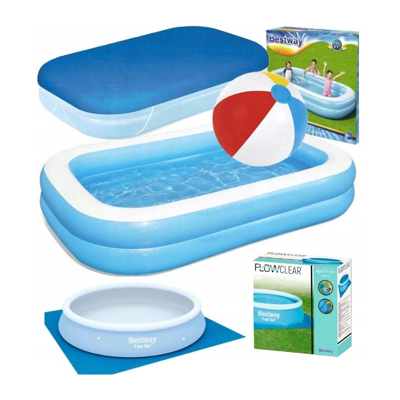 305 x 183 pripučiamas baseinas 54009 uždengtas rutuliniu kilimėliu