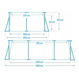 Intex plieno karkaso sodo baseinas 220x150x60 28270