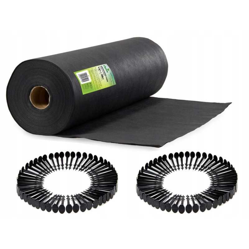 Agrotekstilė 1,6x100m piktžolėms + 100 UV smeigtukų