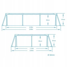 Plieninis sodo baseinas 259 x 170 x 61 cm bestway 56403n