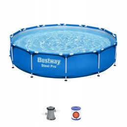 Plieninis profesionalus baseino 366x76 apvalus bestway 3in1 filtro siurblys