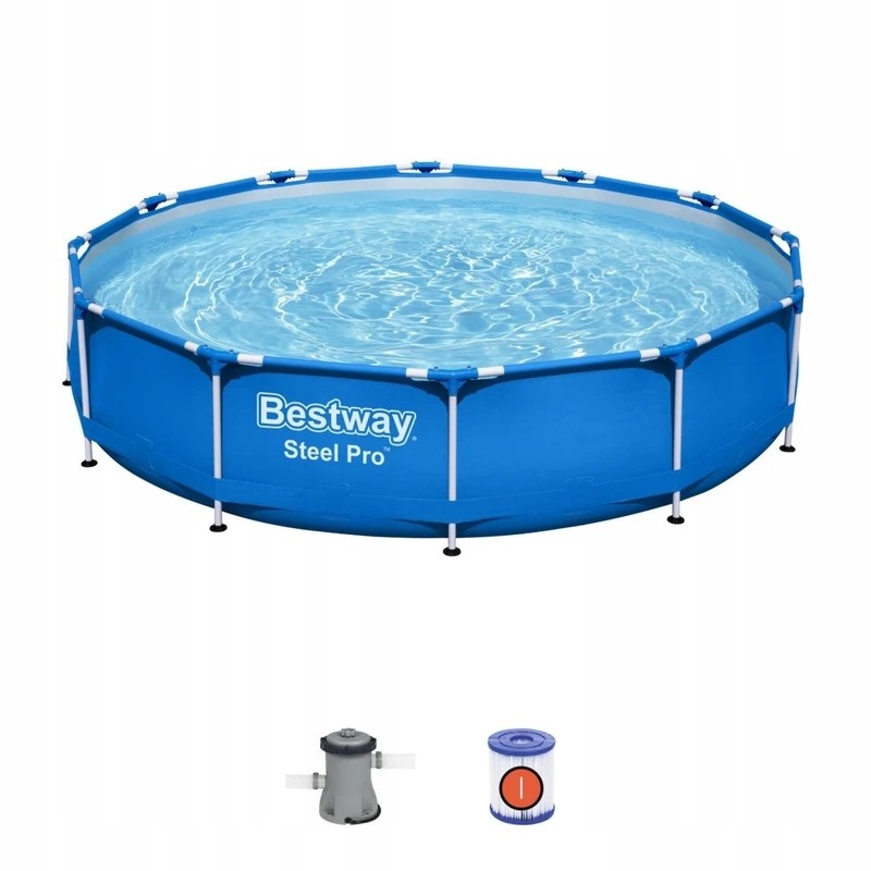 Plieninis profesionalus baseino 366x76 apvalus bestway 3in1 filtro siurblys