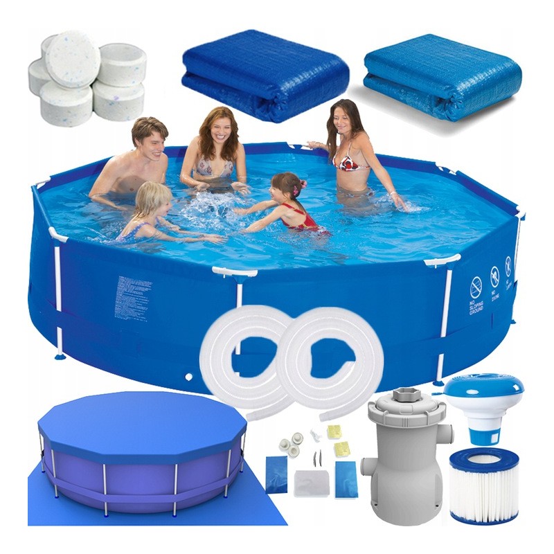 Naujas plieninis sodo baseinas 305x76 19in1 siurblys