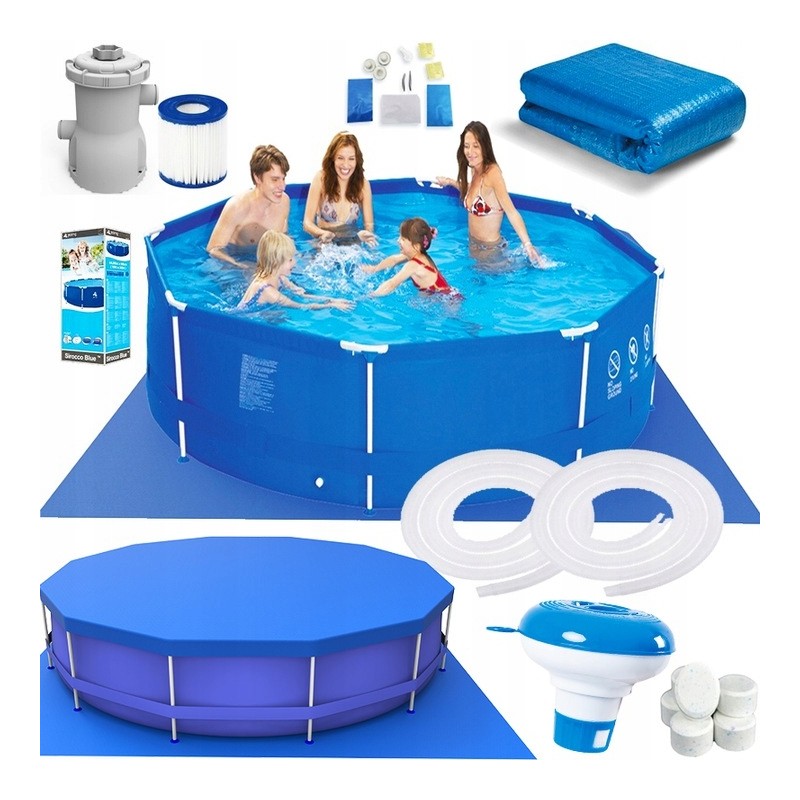 Sodo baseinas su rėmu 305x76 19in1 dengiantis siurblys