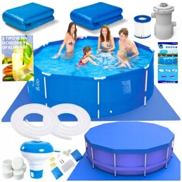 Sodo rėmo baseinas 366x76cm mega komplektas 19in1 siurblio dangčio filtro kilimėlis