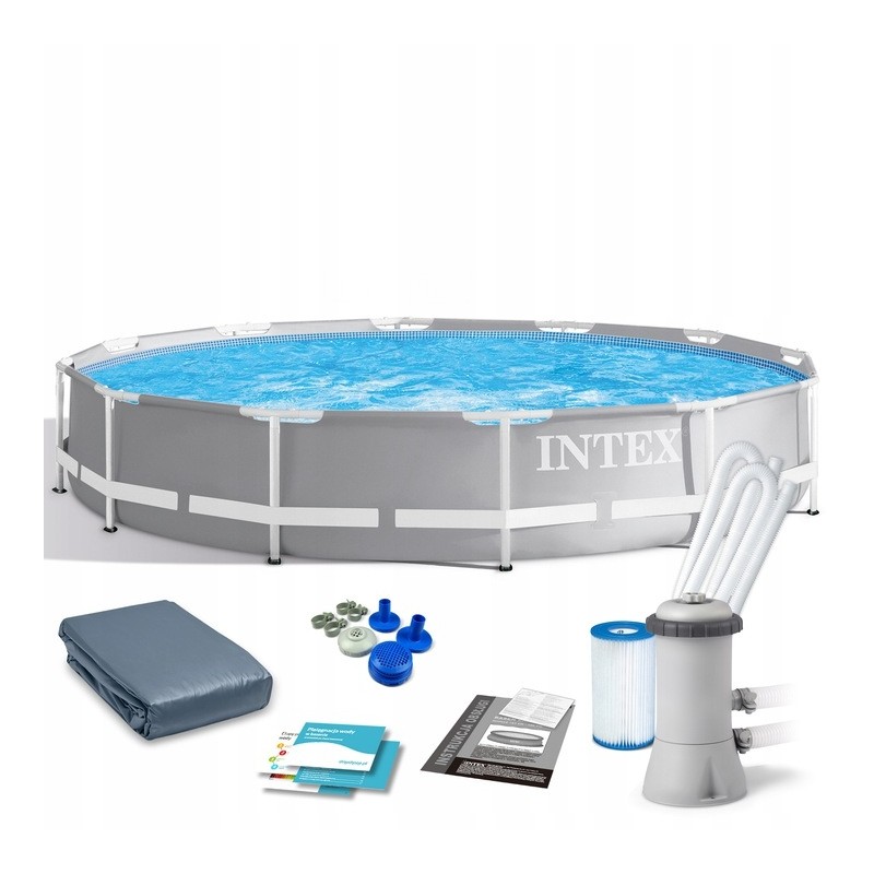 Plieninis sodo baseinas 366 x 76 cm rinkinys 4in1 intex 26712