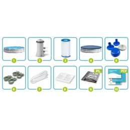 Plieninis sodo baseinas 366 x 76 cm rinkinys 4in1 intex 26712