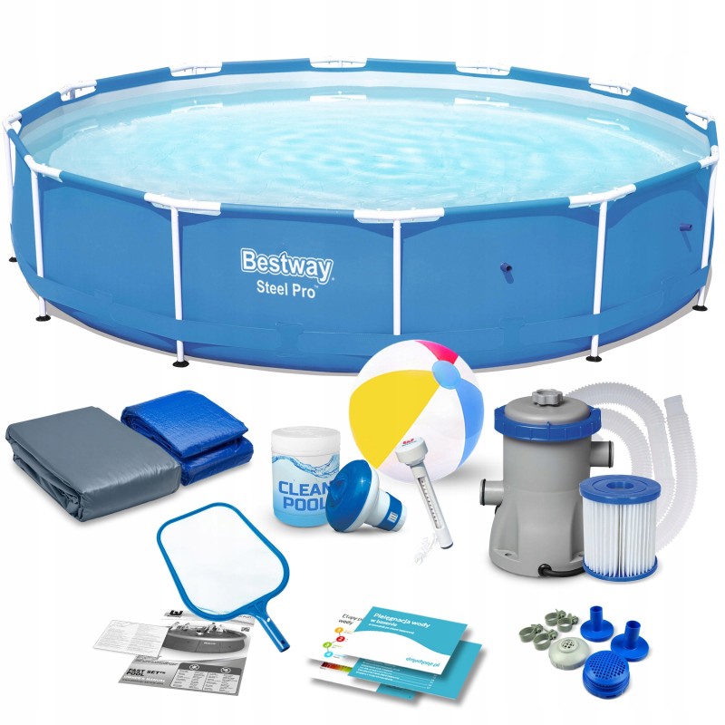 Sodo baseinas, plieninis, siurblys 366x76 bestway 16in1
