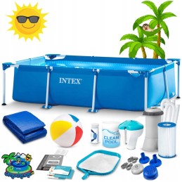 Plieninis sodo baseinas 220 x 150 x 60 cm rinkinys 15 in 1 intex 28270